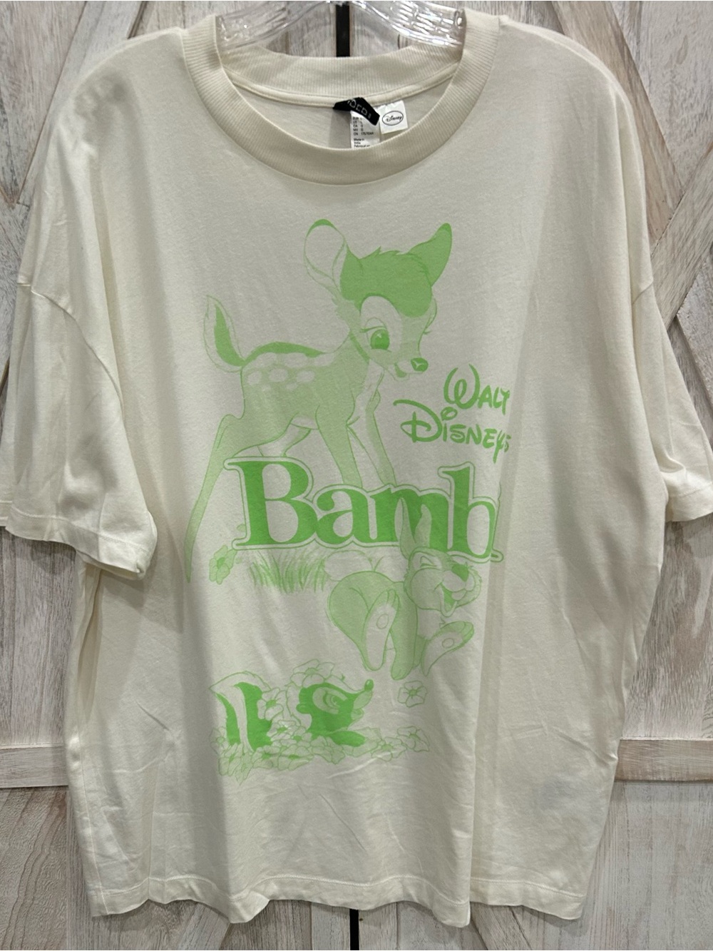 H&M Divided Disney Bambi Thumper Flower Tee Cream Green Women’s Large